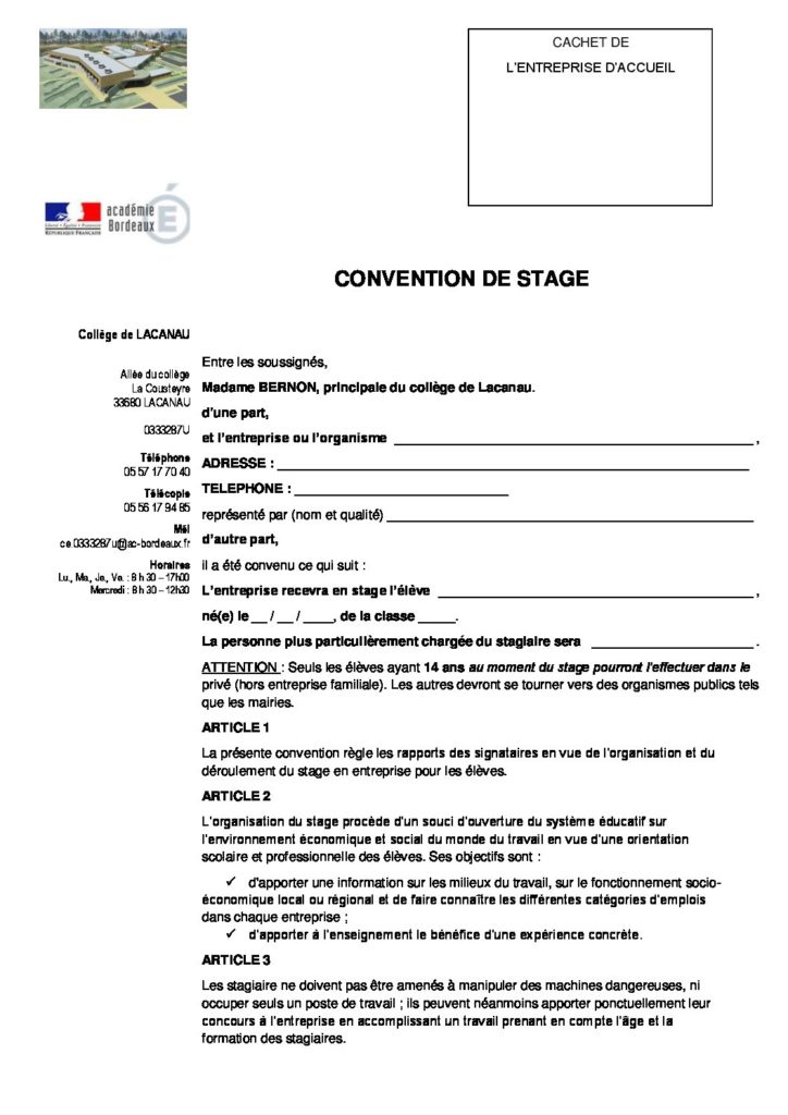 1. CRÉER UNE CONVENTION DE STAGE